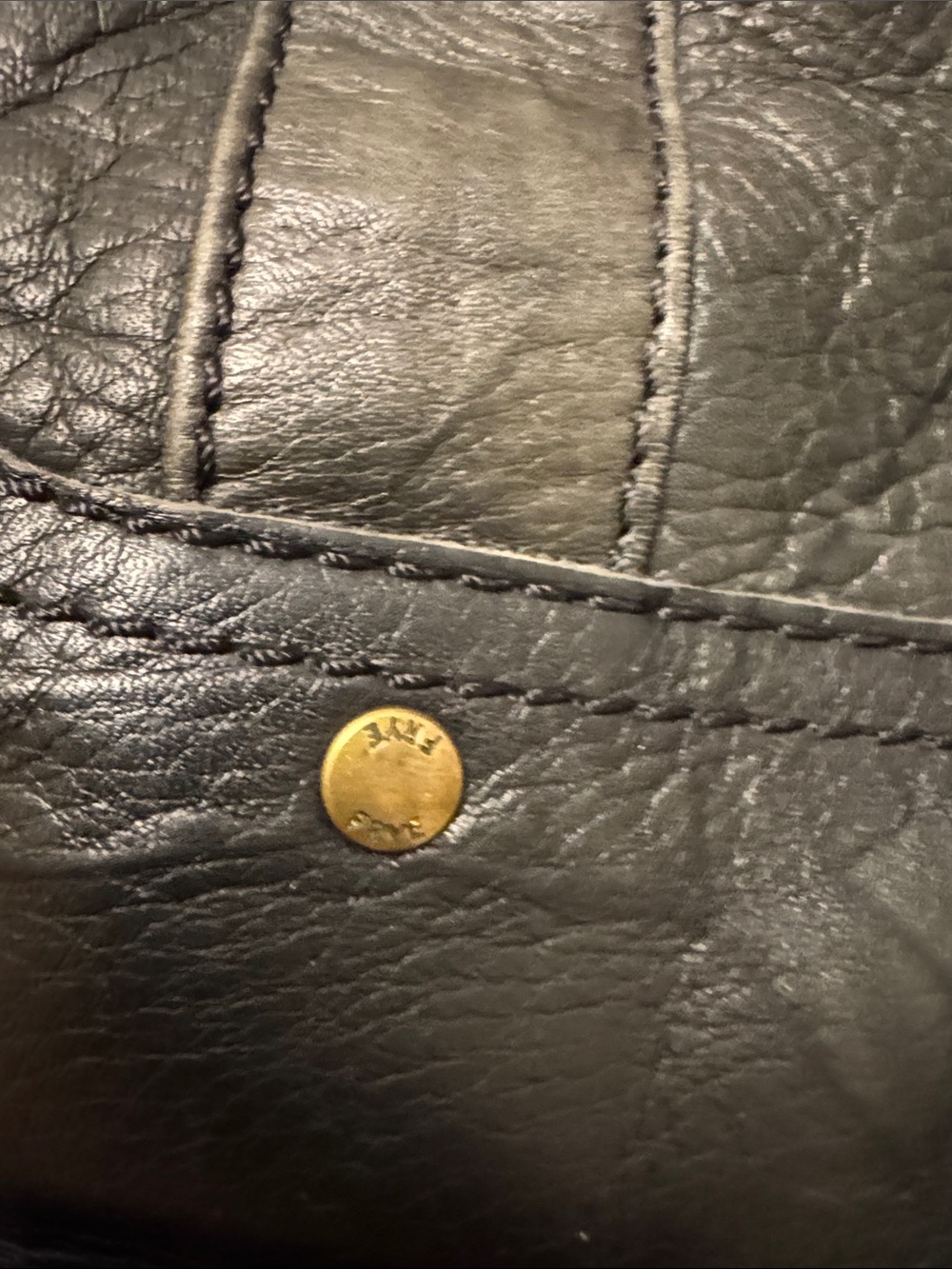 Frye Black Leather Tote with Brass Accents - Picture 6 of 9